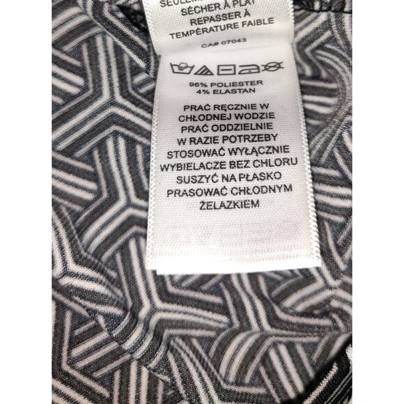 Tahari Black & White Top Short Sleeve Women's SIZE L LARGE Silver- Tone Accents - Picture 10 of 10